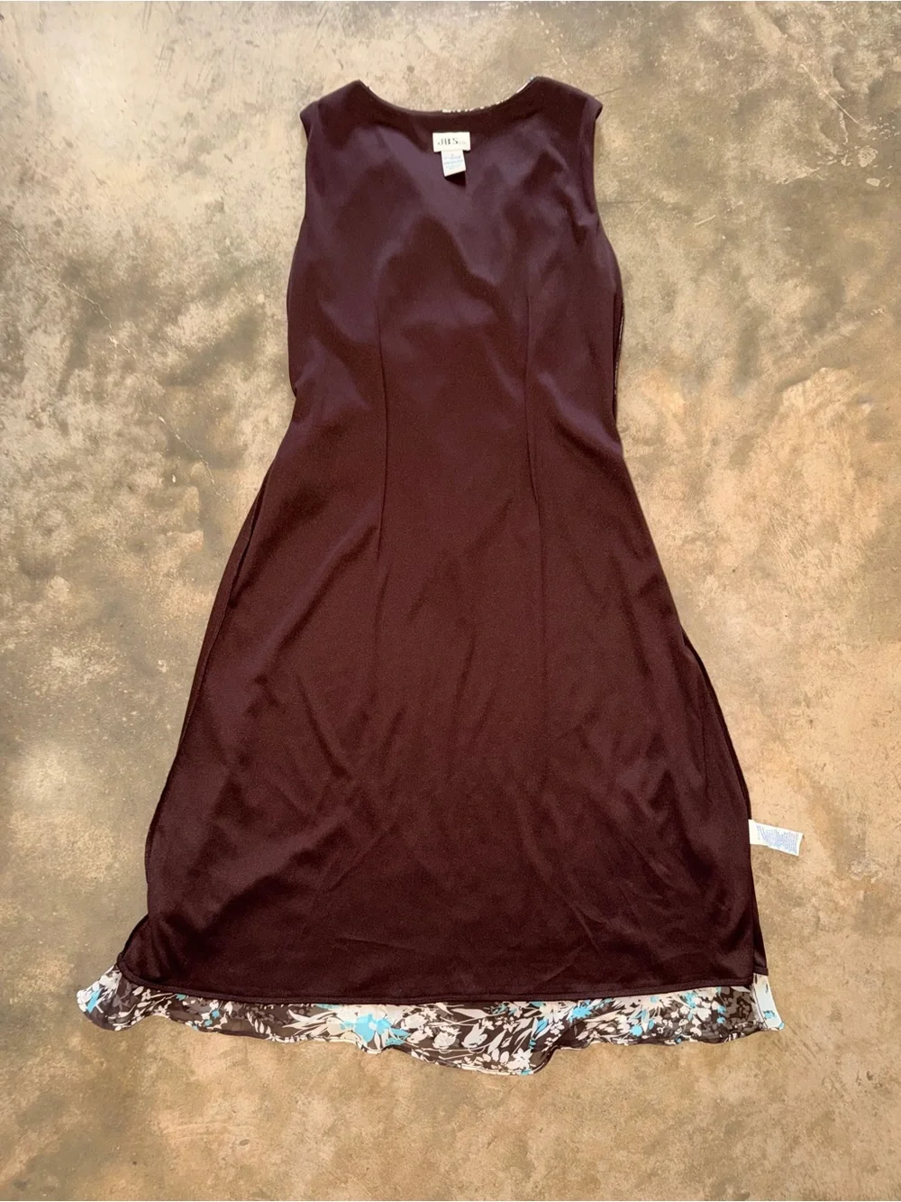 J.B.S. Brown Floral Sleeveless Ruffle V-Neck Midi Dress Size 10 - Picture 11 of 11